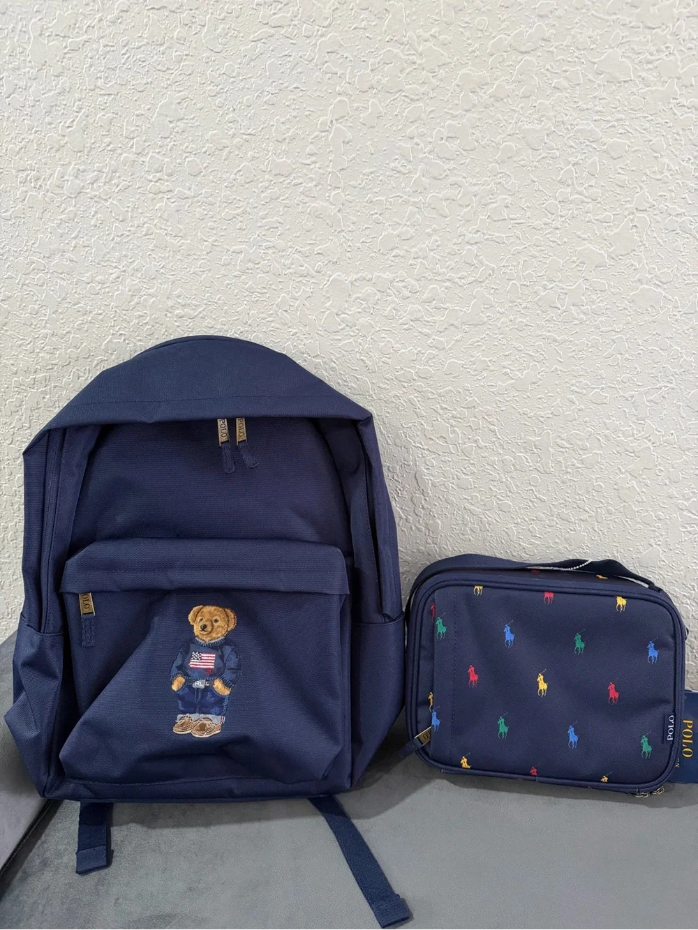 Ralph Lauren Polo Bear Backpack & Pony Lunch Tote Set